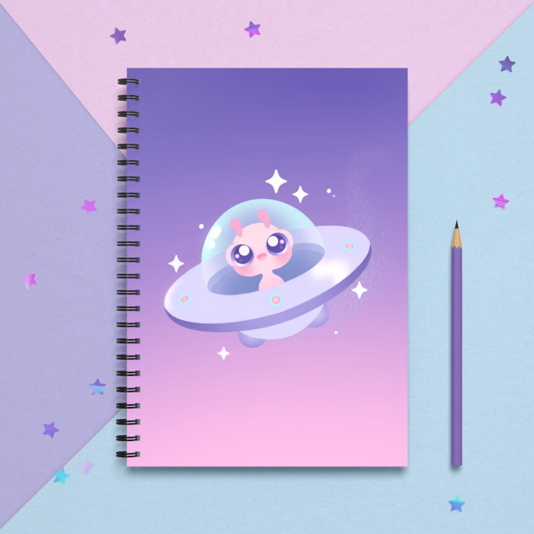 Cute Pink Alien Spiral Notebook Kawaii Notebook Cute - Etsy