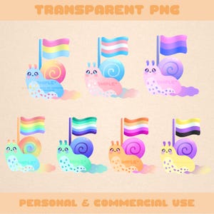 Pride Snail Parade transparente PNG Clipart - süße Kawaii wunderliche digitale Kunst für Aufkleber, Tapeten, Journals, & mehr | Sofort Download