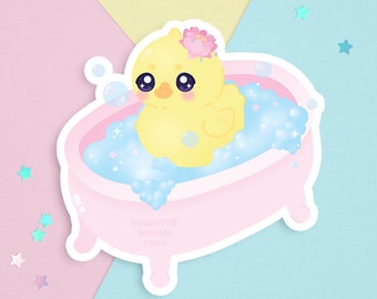 Cute Duck Sticker, Duckling Sticker, Bubble Bath Sticker, Ducking Stickers, Kawaii Journal Stickers, Duck Gift, Cute Birthday Gift for Girls