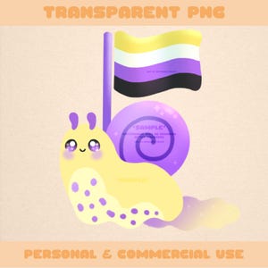 Enby Pride Schnecke Transparente PNG Clipart - Niedliche Kawaii skurrile digitale Kunst für Aufkleber, Tapeten, Journals, & mehr | Sofort Download