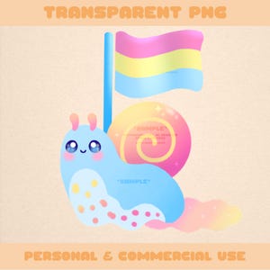 Pansexual Pride Schnecke Transparente PNG Clipart–Niedliche Kawaii Skurrile digitale Kunst für Aufkleber, Tapeten, Journals, & mehr| Sofort Download