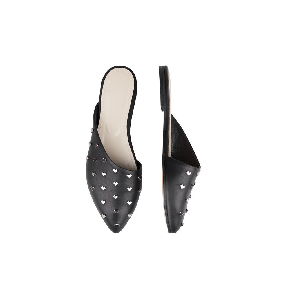 flat leather mules womens