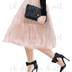 Girl Fashion Illustration - Pink Dress Fashion Illustration - Chic Fashion Wall Art - DIGITAL DOWNLOAD