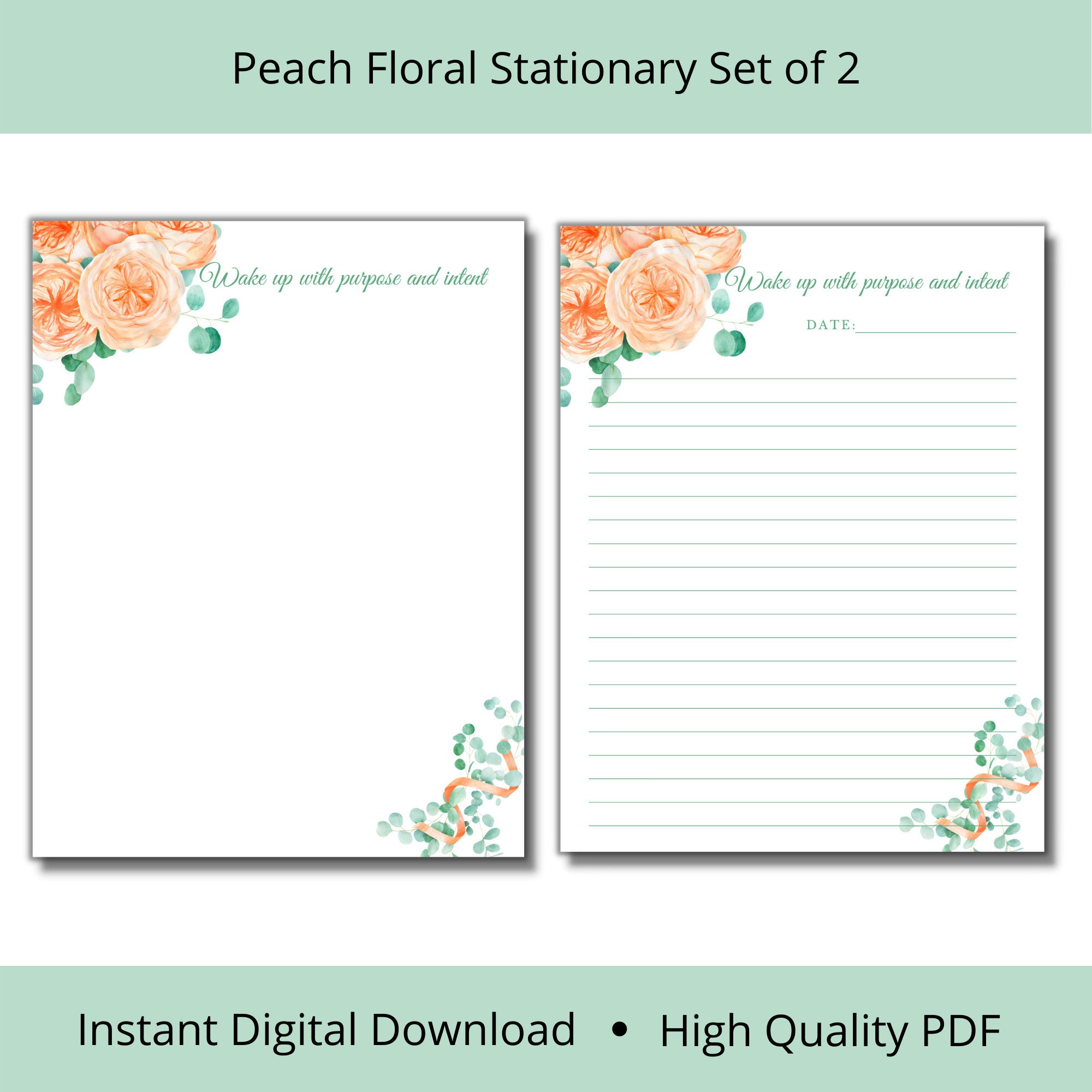 Stationary paper Watercolor flower printable stationary | Etsy