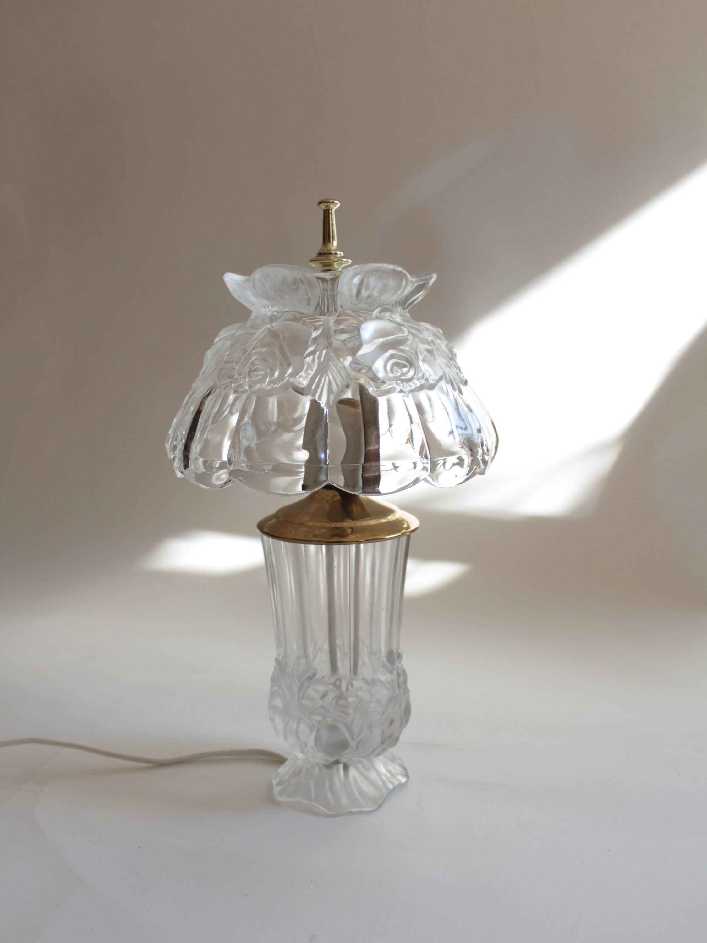 Vintage Polish Lead Crystal and Brass Lamp 