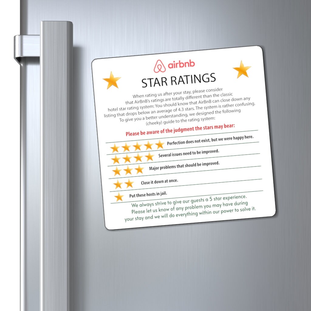 AirBnb 5 Star Rating Explanation Magnet