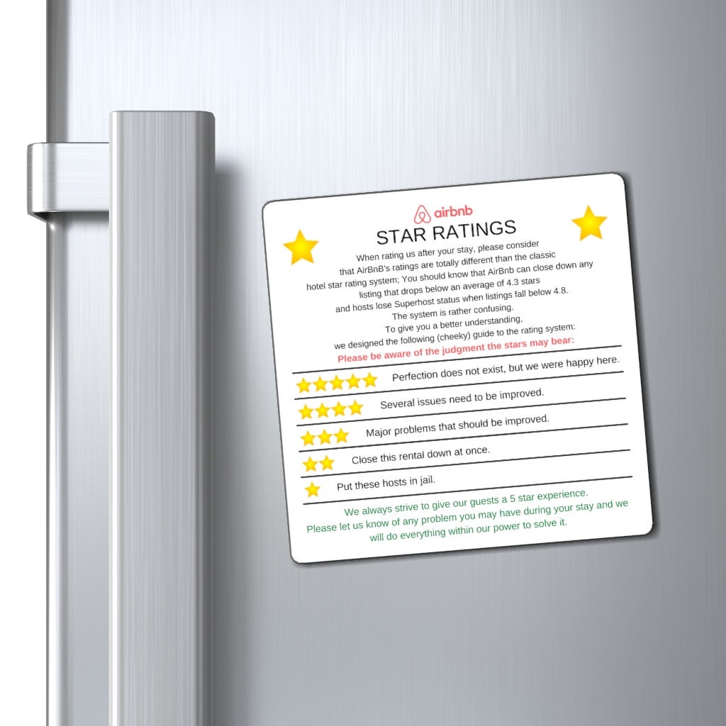 AirBnb 5 Star Rating Explanation Magnet for Superhosts