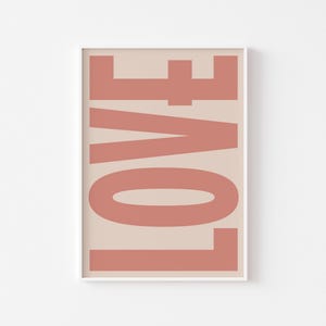 Love Wall Art Print | Typography Poster | Trendy Wall Art | Retro Type Poster | Pink Art | Gallery Wall Art | Printable Art |
