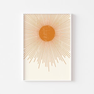 Orange Sonne Sonnenuntergang Boho Abstract Minimalist Wall Art Print | Himmlische abstrakte Wandkunst | Boho Poster Dekor | Minimal Kunst | Hauptwanddekor