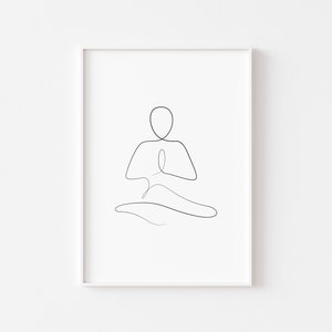 Cow Face Meditation Yoga Sport Line Modern Abstract Hand Drawings Art Print / Wall Art / Minimal Poster Art / Yoga Poster / Yoga Pose