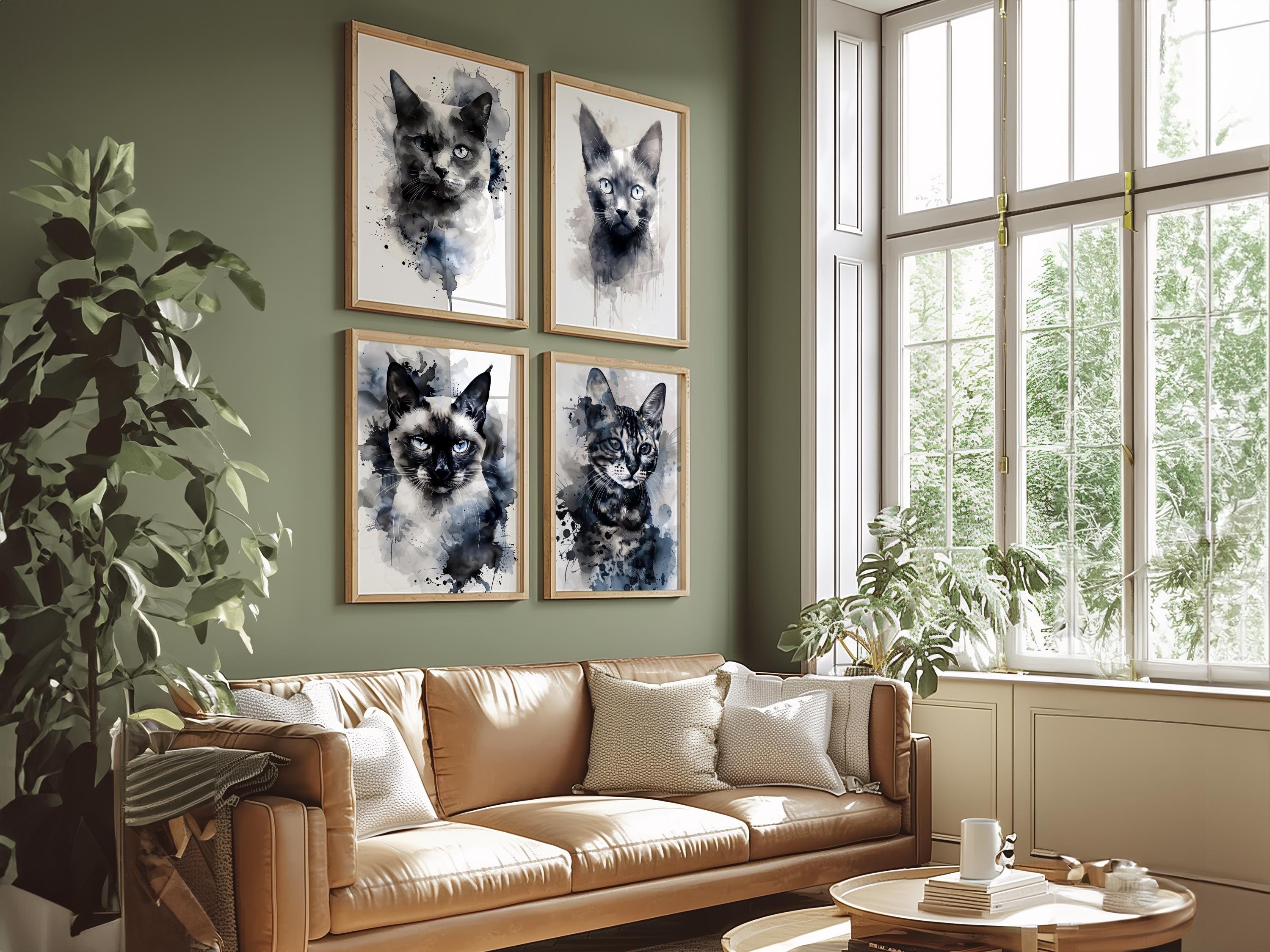 Poster Bengal Cat Watercolor, Black and White | AI Generated | 2:3 ...