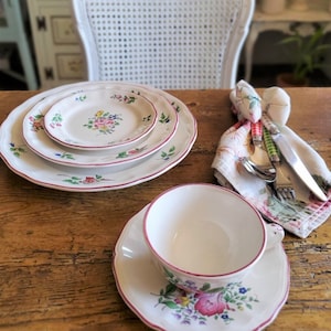 RARE FIND! | 15pcs | France |1900&#39;s |Antique |Vintage |Shabby chic |KG Luneville |Old Strasbourg Rose |Tea cups & saucers |plates