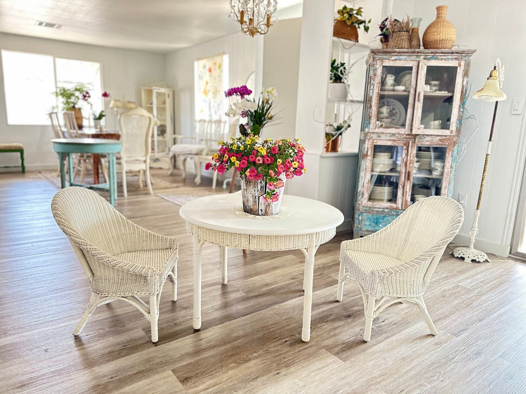 Rare Find 3 Pieces Pottery Barn Kids Rattan Table and 2 Chair Set NEED SHIPPING QUOTE Etsy