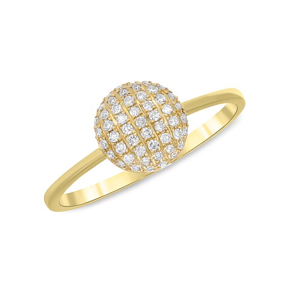 14k Gold Diamond Ball Ring Etsy