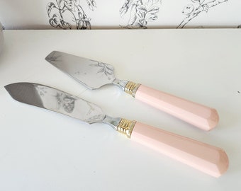 Vintage Pink Cake Servers Mikasa Japan Stainless Steel | Wedding Table Decor | Bridal Shower Gift Princess