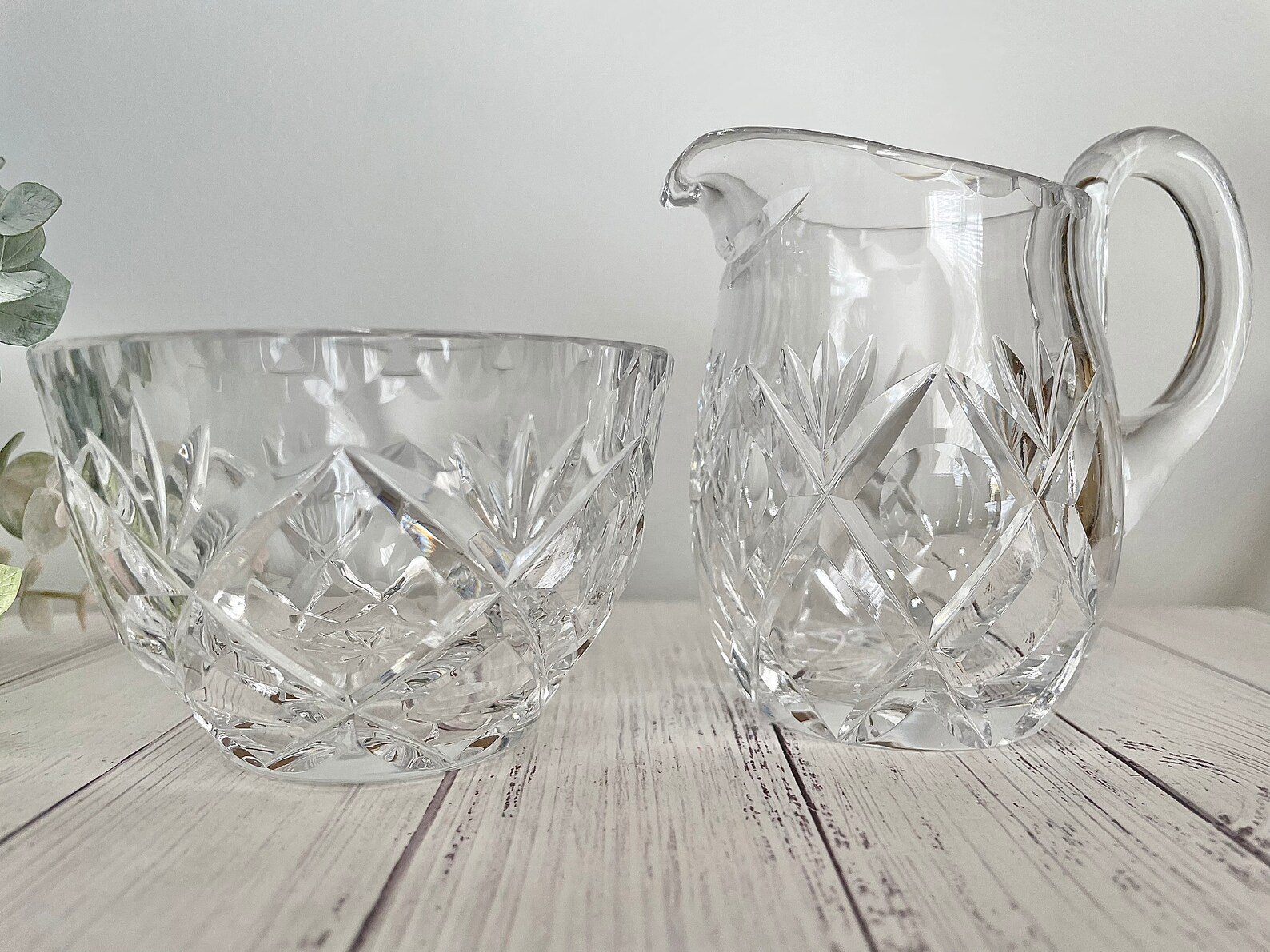 Vintage crystal cream and sugar dish set Etsy