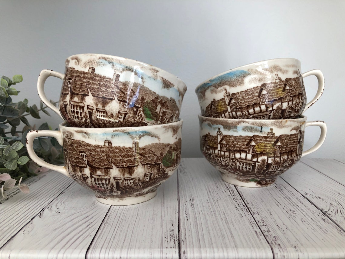 Set of 4 Olde English Countryside Johnson Bros Teacups Etsy
