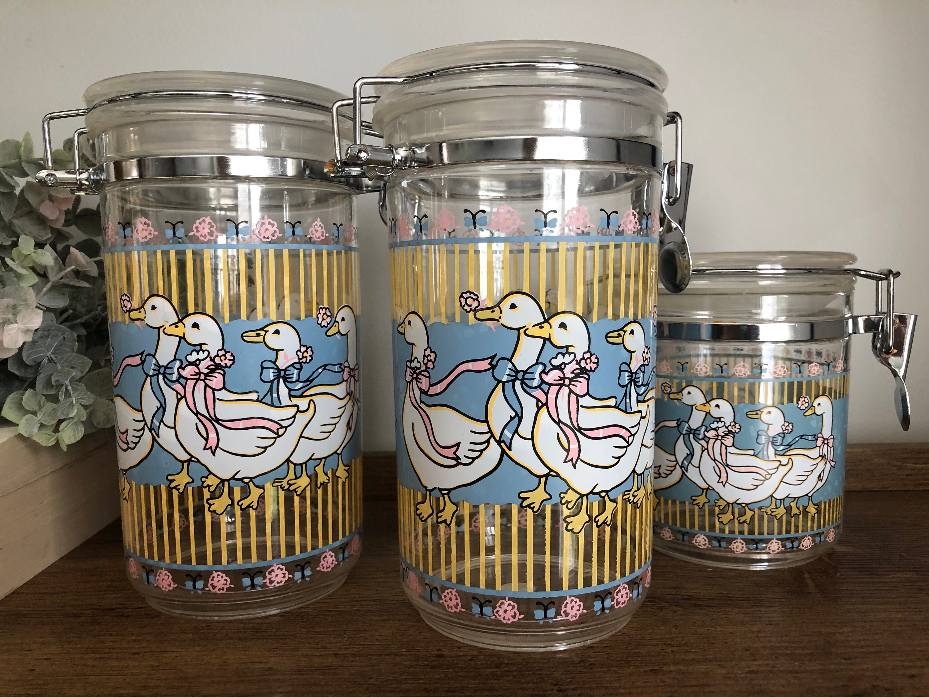 Adorable vintage goose canister set of 3 kitchen storage Etsy
