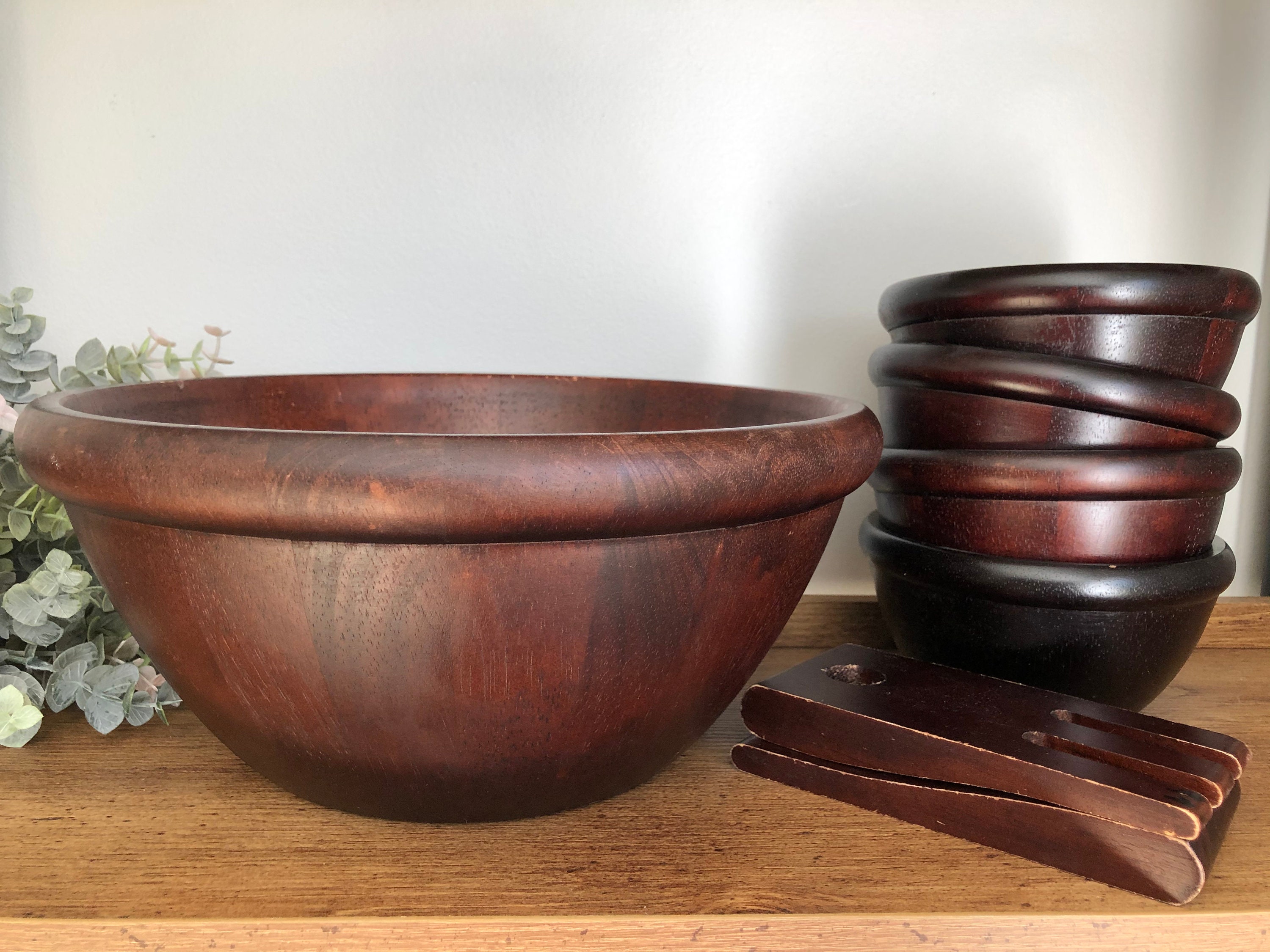 7 Piece Wooden Salad Bowl Set Made In Thailand Bamboo wooden Etsy