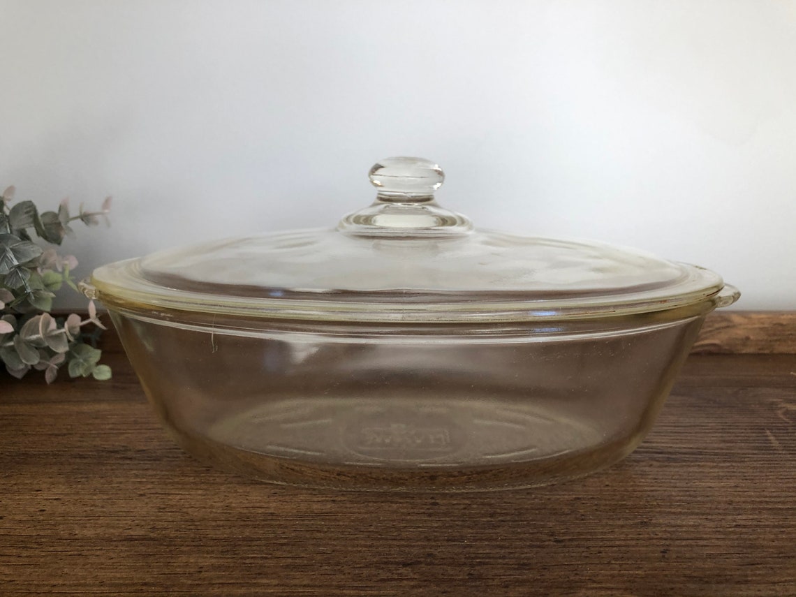 Vintage Glasbake Casserole Dish W/ Lid Glasbake clear glass Etsy