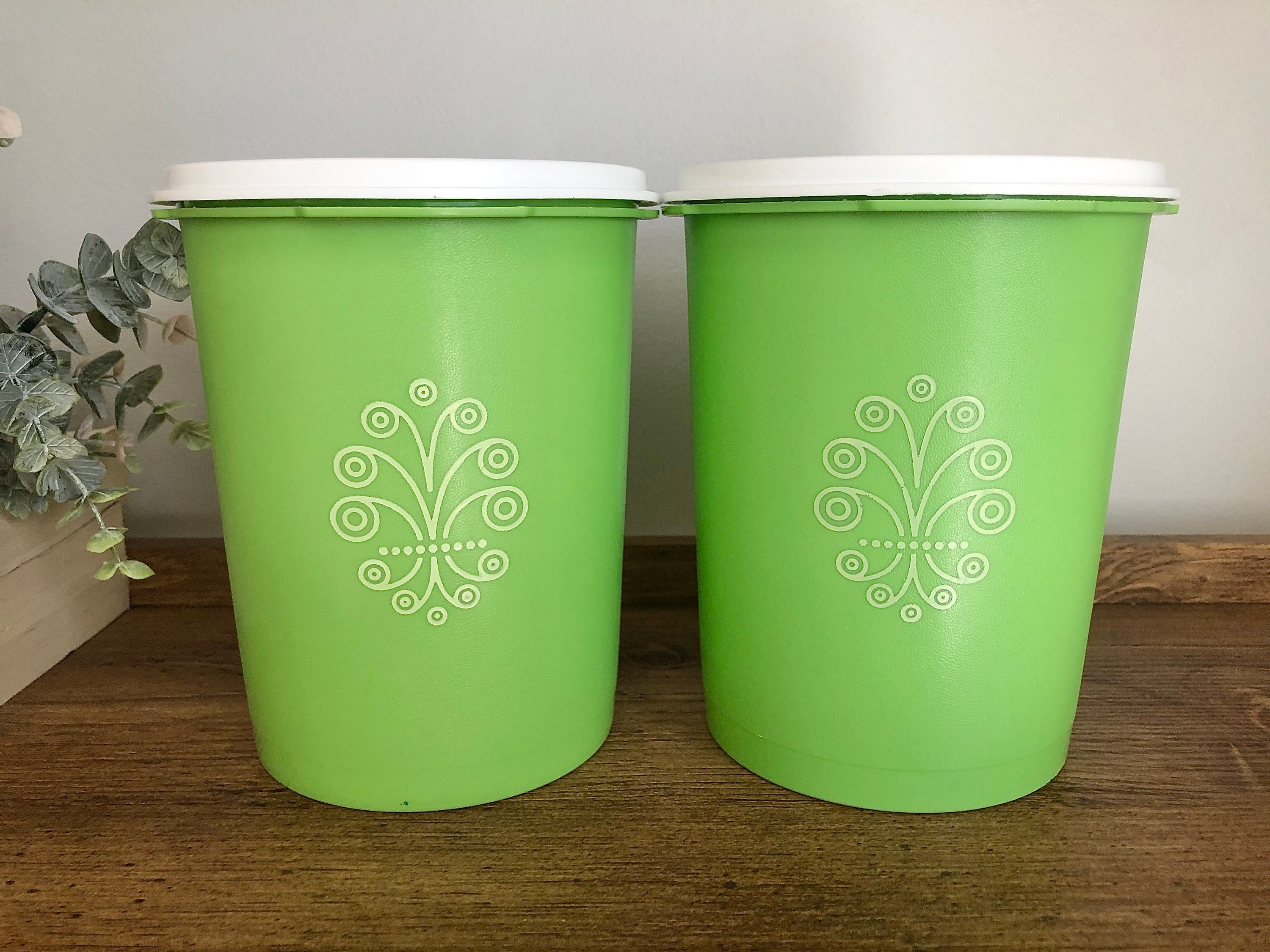 Vintage 811 Tupperware Canisters with Lids Lime Green Etsy