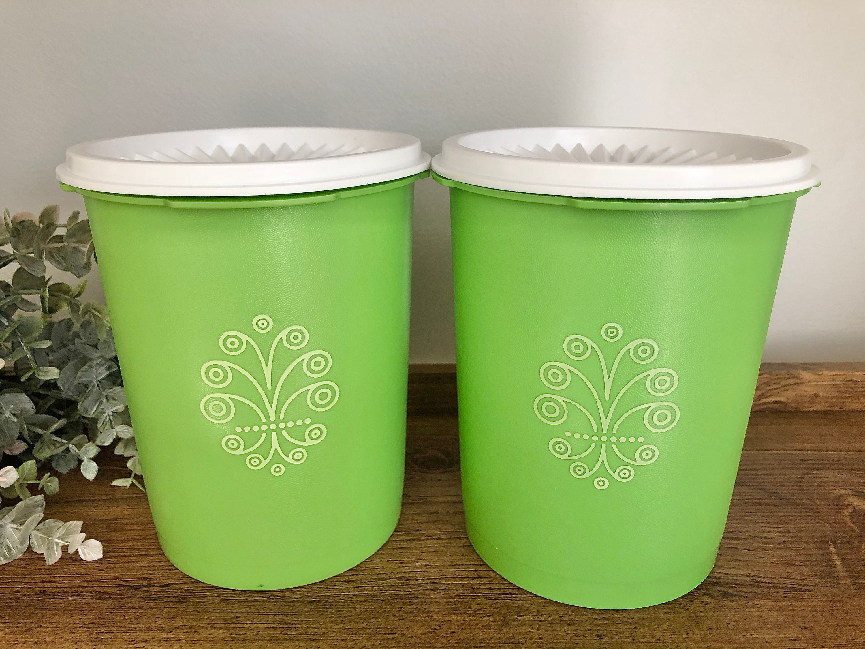 Vintage 811 Tupperware Canisters with Lids Lime Green Etsy