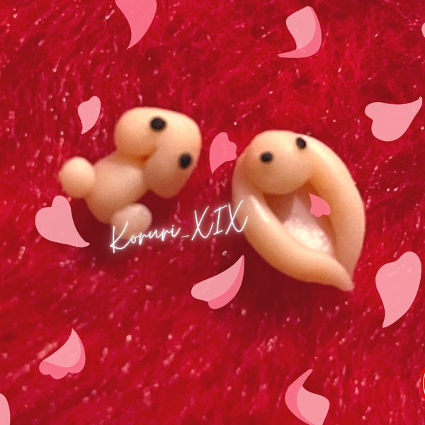 Tiny Little Dickies and Pussies Kawaii Penis and Vagina Mini Figure Earrings