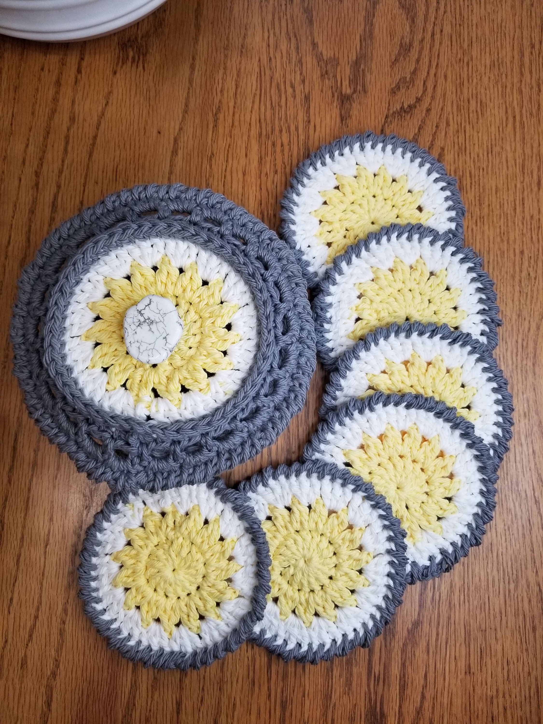 Crochet Coasters and Basket Set Etsy