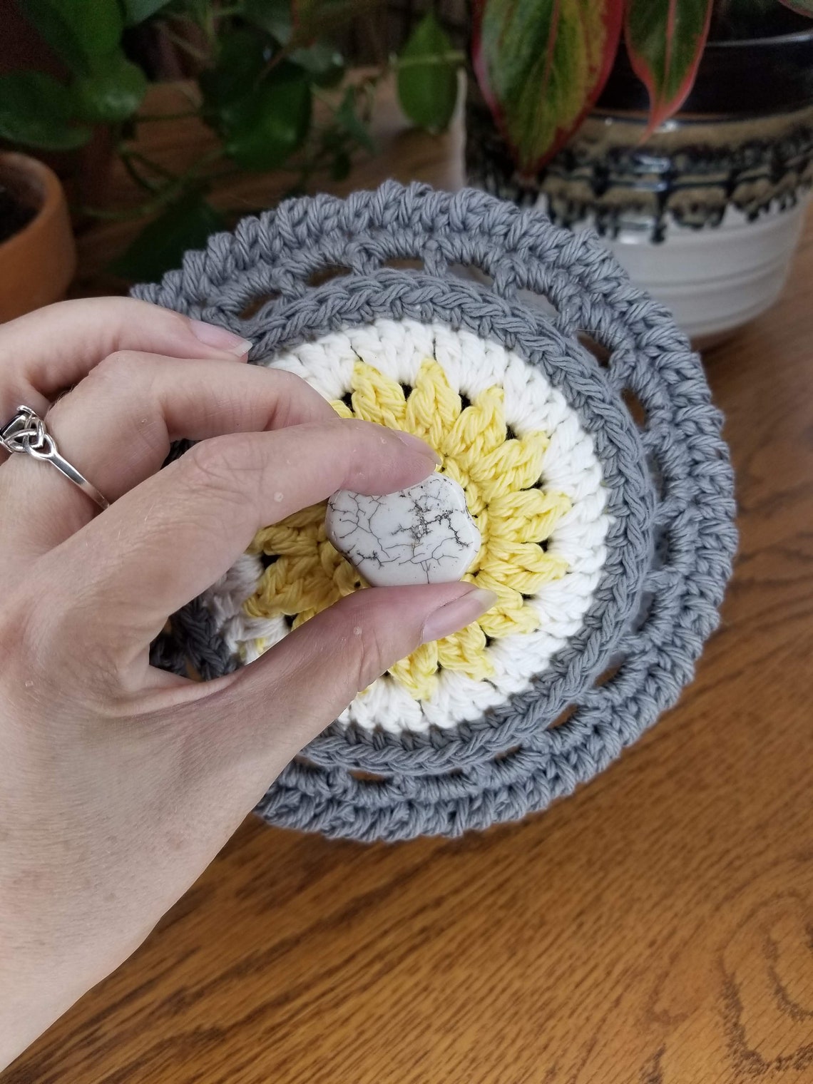 Crochet Coasters and Basket Set Etsy