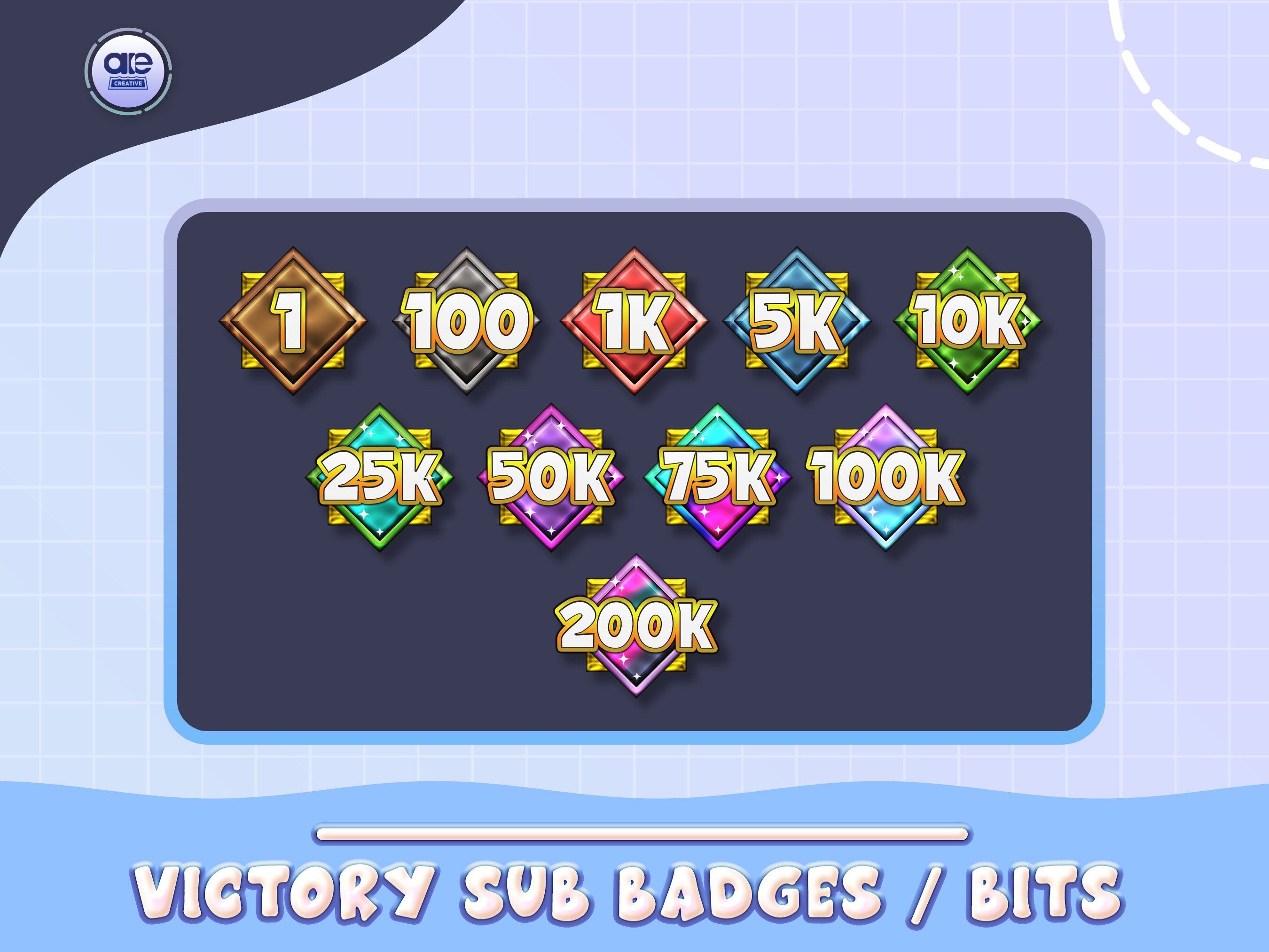 Victory Twitch Sub Badges Cheer Badges Bit Badges Subscribe Etsy