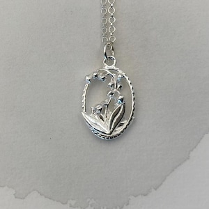 Lily of the valley necklace sterling silver flower pendant gift for her botanical jewelry floral charm dainty necklace for women