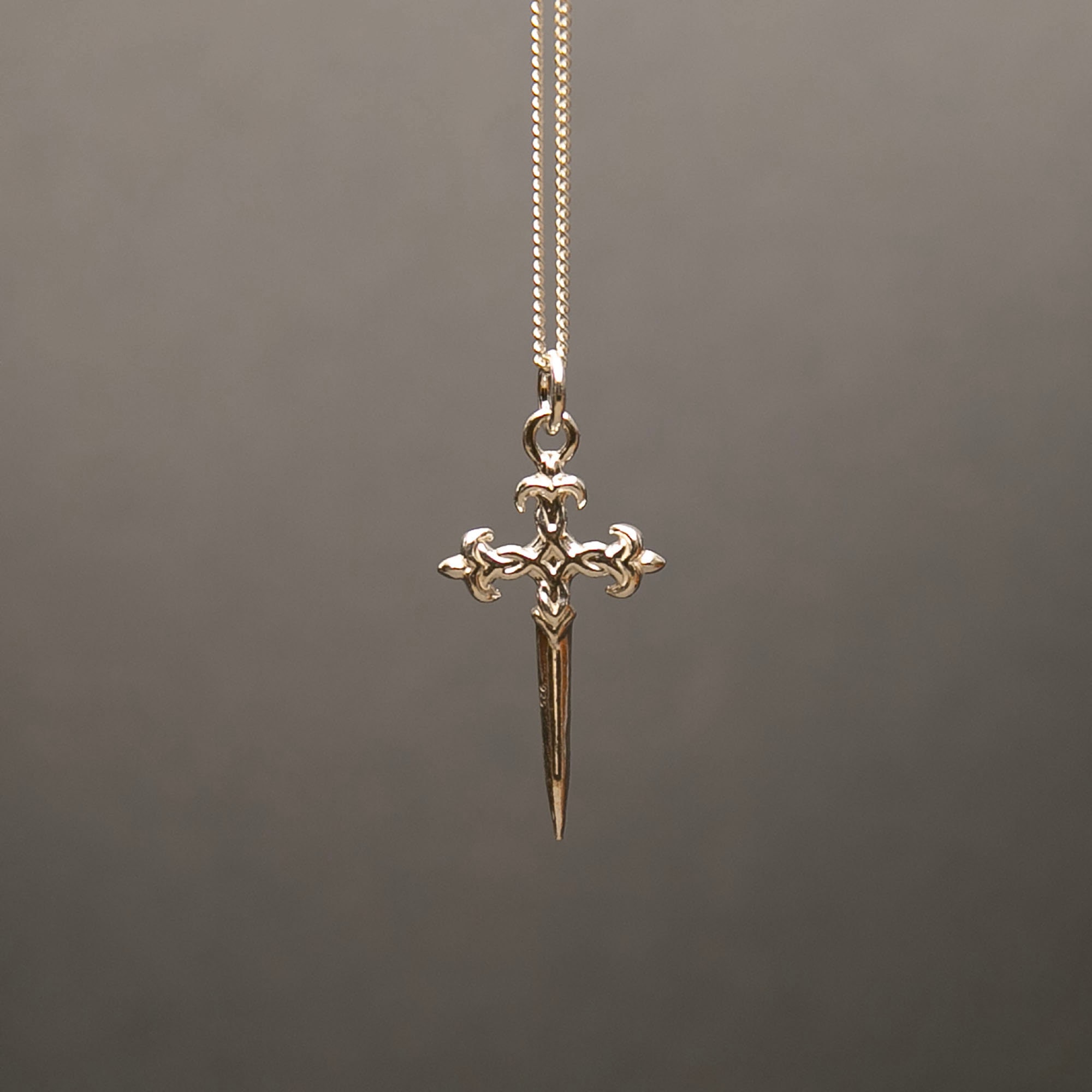 Sterling Silver Sword Necklace, Dagger Pendant Necklace, Gothic