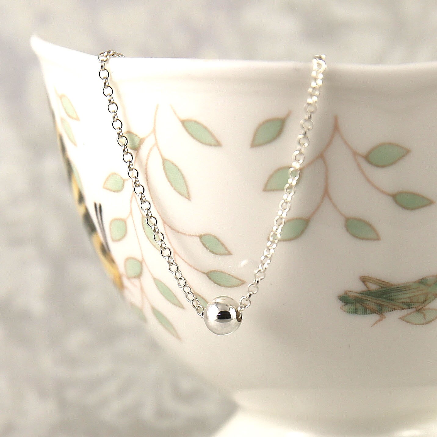 Sterling Silver Ball Necklace, Thin Chain Necklace, 30th