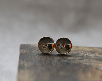 Sterling Silver Stud Earrings: Minimalist Domed Circle Posts