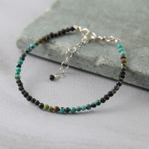Dainty Turquoise Bracelet, Simple Bracelet, Handmade Sterling Silver Bracelet, Turquoise Jewelry Gift for Her
