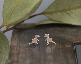 Sterling Silver Dinosaur Stud Earrings: Tiny T-Rex Jewelry