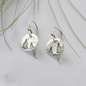Sterling silver pine tree earrings, nature earrings, jewelry for nature lovers, woodland earrings, evergreen tree earrings