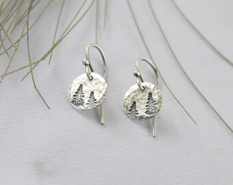 Sterling silver pine tree earrings, nature earrings, jewelry for nature lovers, woodland earrings, evergreen tree earrings