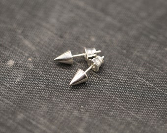 Sterling Silver Spike Stud Earrings – Punk Goth Minimalist Jewelry