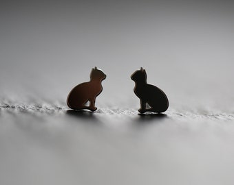 Sterling Silver Cat Stud Earrings: Minimalist Animal Jewelry