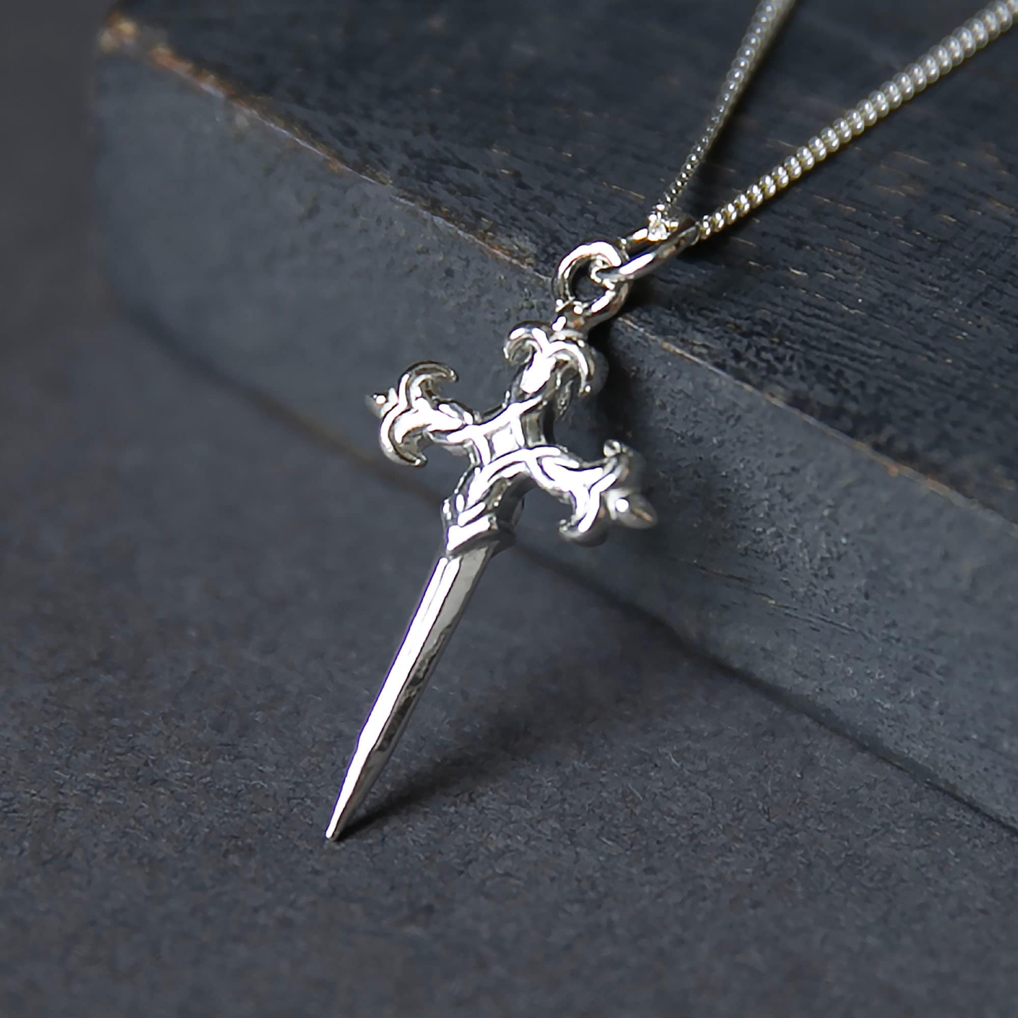 Sterling Silver Sword Necklace, Dagger Pendant Necklace, Gothic