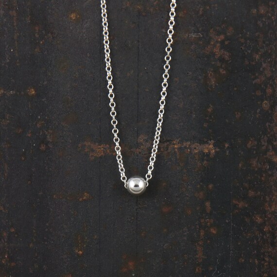 Sterling Silver Ball Necklace, Thin Chain Necklace, 30th