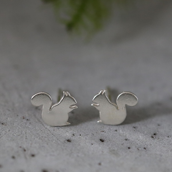 Silver Squirrel Stud Earrings | Woodland Squirrel Earrings | Fall Jewelry