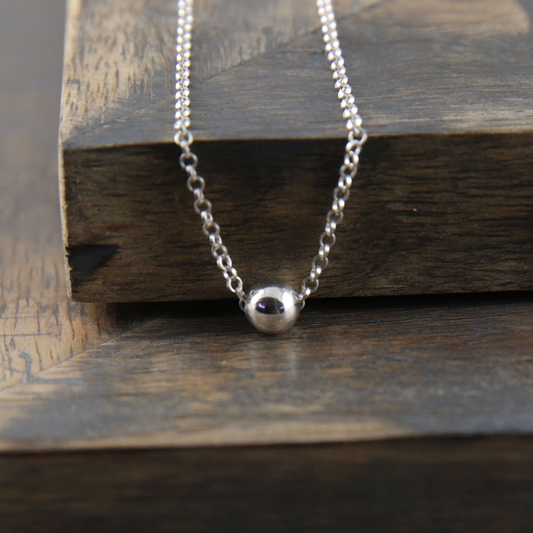 Sterling Silver Ball Necklace, Thin Chain Necklace, 30th