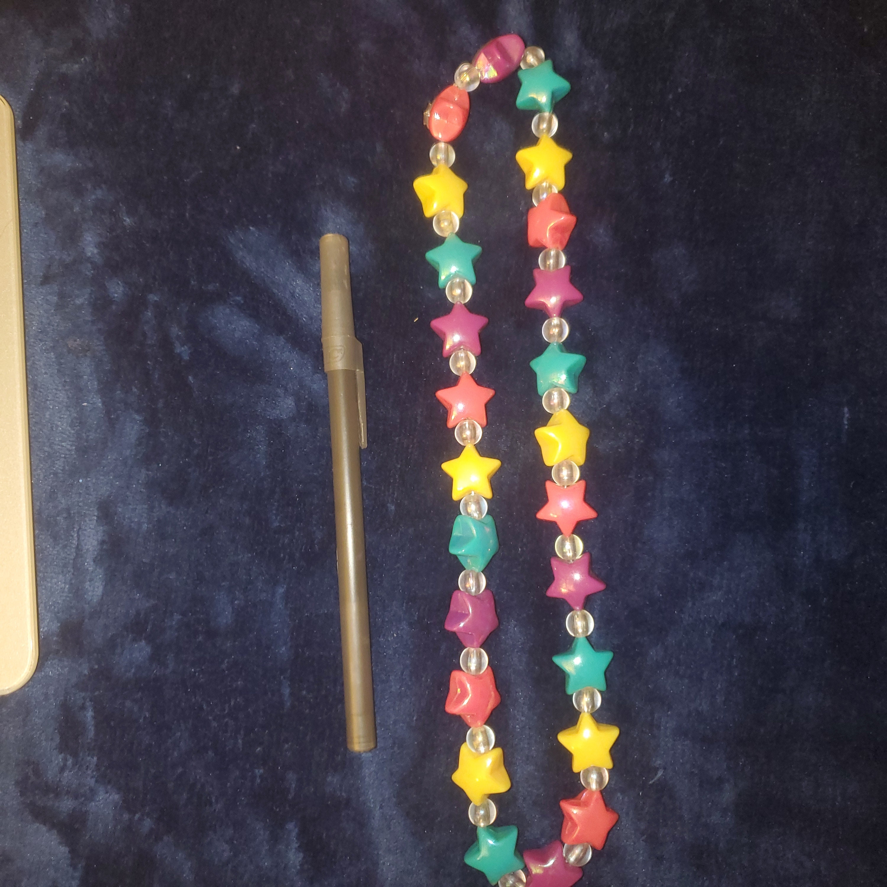 Colorful star and clear bead necklace with stretchy string Etsy