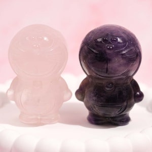 Doraemon Crystal Carving, Rose Quartz, Crystal Carving, Figurine, Japanese Anime, Cartoon Character