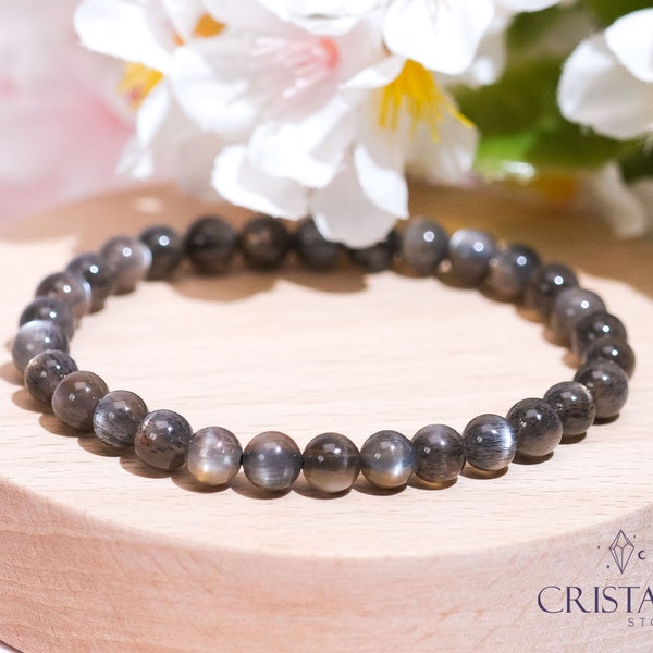 Black Skeletal Sunstone Bracelet, High Quality, Black Sunstone, Crystal Beaded Bracelet, Healing Crystals, Crystal Gift, Jewelry