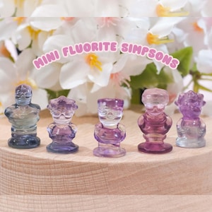 Mini Fluorite Carvings, Crystal Carvings, Simpsons, Fluorite Crystal, Healing Crystals, Fluorite Carvings, Mini Carvings, Decor