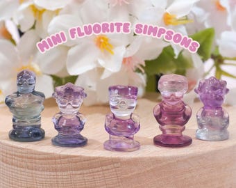 Mini Fluorite Carvings, Crystal Carvings, Simpsons, Fluorite Crystal, Healing Crystals, Fluorite Carvings, Mini Carvings, Decor