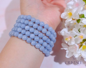 Pulsera de angelita, cristal de angelita, pulsera con cuentas de cristal, cristales curativos, regalo de cristal, joyería